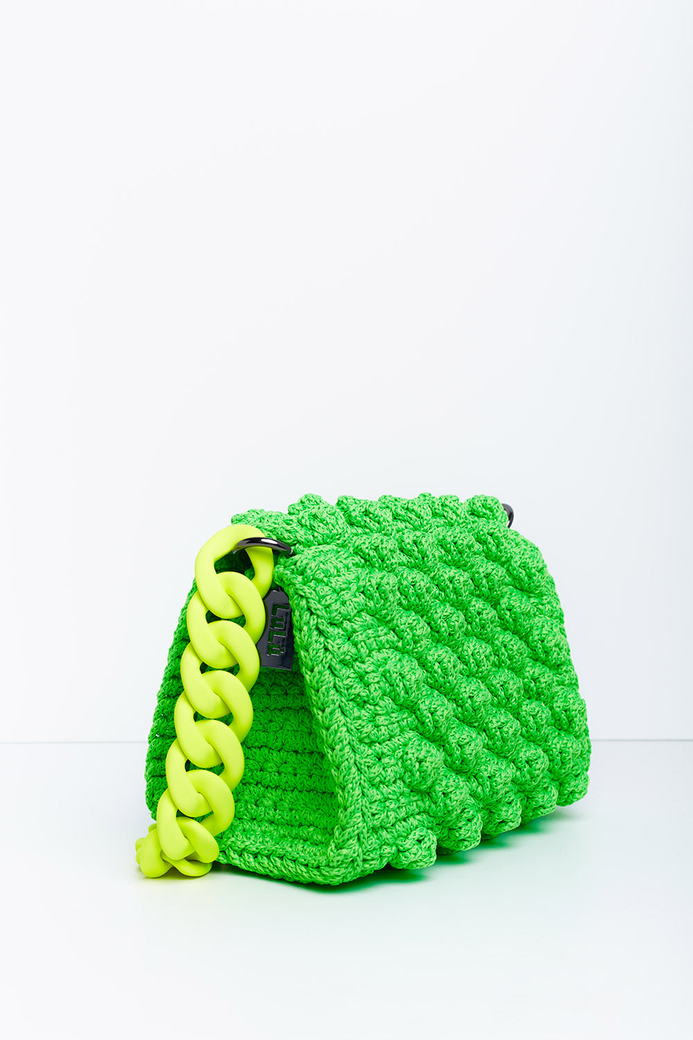 LIME BUBBLE BAG WITH YELLOW CHAIN