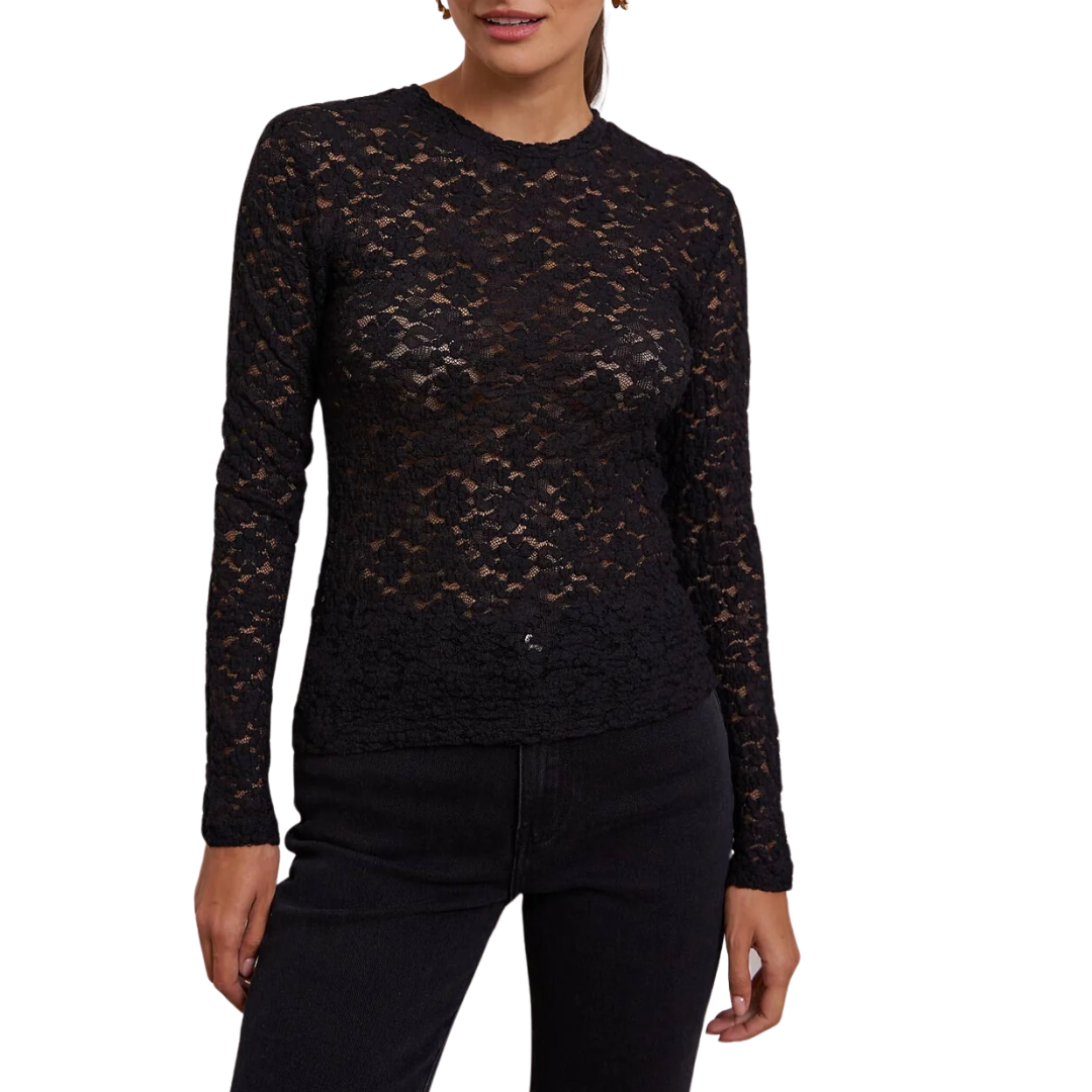 LUCY LONG SLEEVE LACE TOP BLACK
