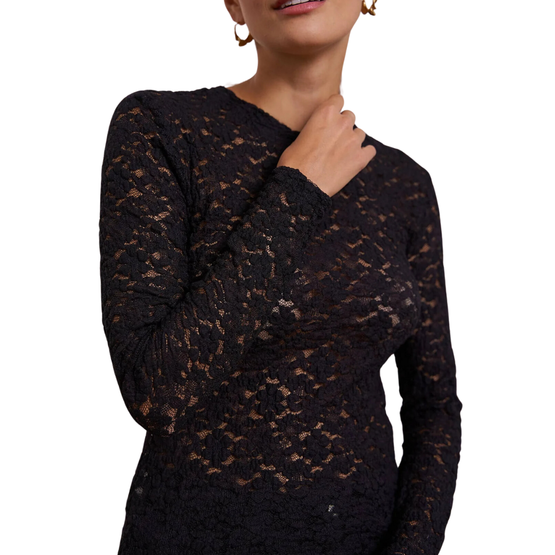 LONG SLEEVE LACE TOP BLACK