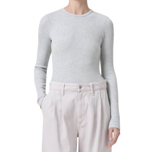 ALMA SHRUNKEN CREW NECK TOP GREY