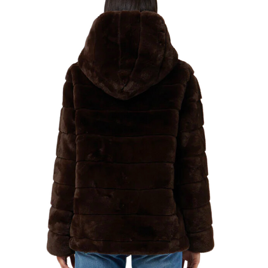 GOLDIE SHORT FAUX FUR JACKET ESPRESSO