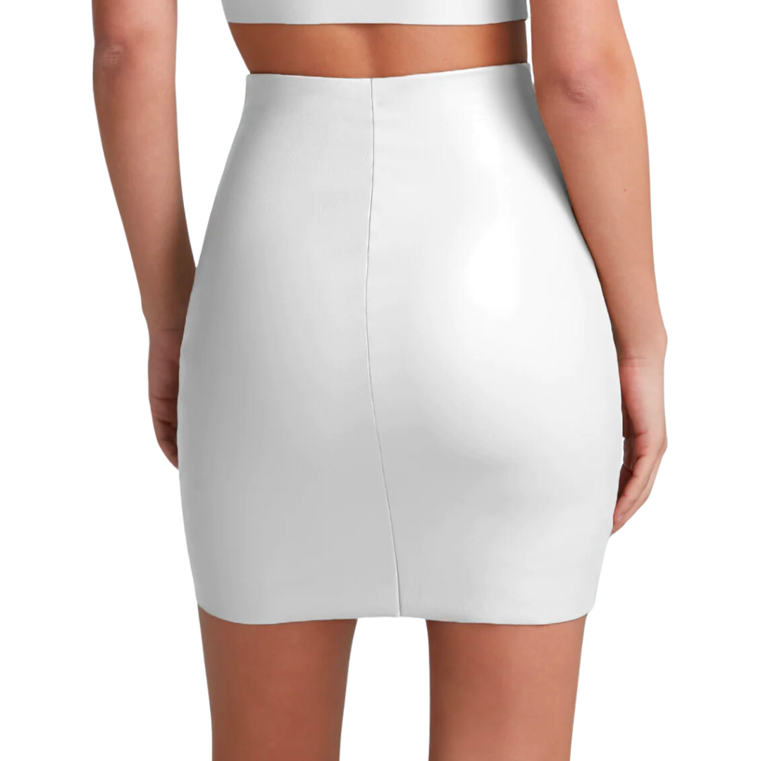 FAUX LEATHER MINI SKIRT WHITE