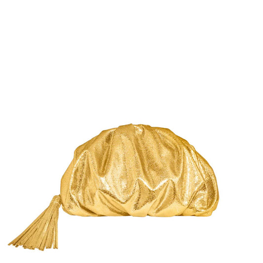 RUCHED CLUTCH GOLD