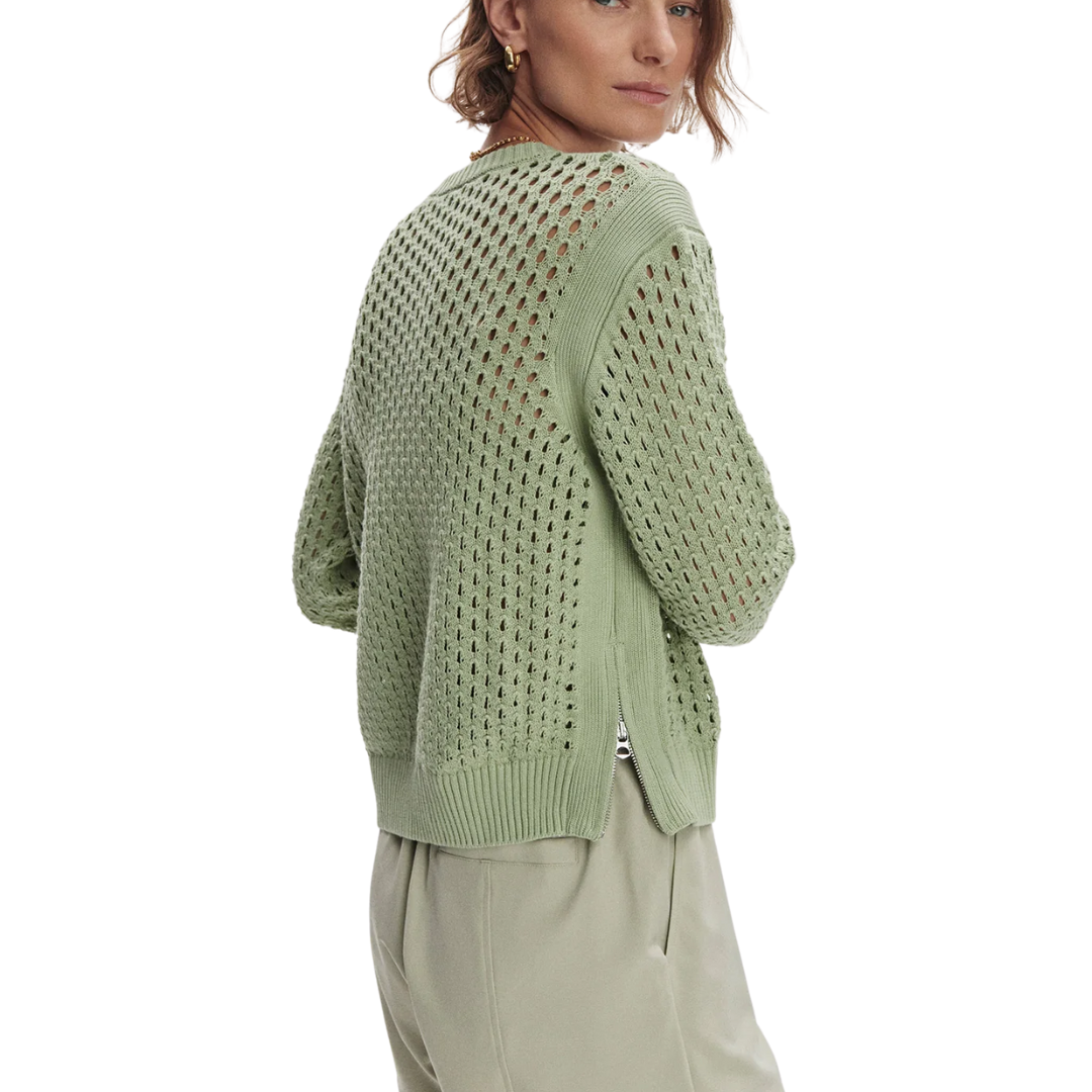 HAINES KNIT CREW TOP SNOW SAGE