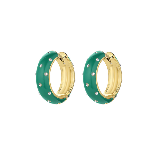 NOEL ENAMEL SHIMMER HOOPS EMERALD GOLD