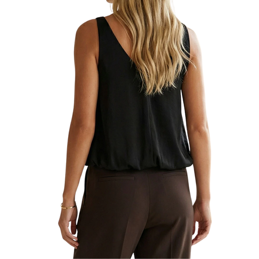 BILLOWY ACCENT TANK TOP BLACK