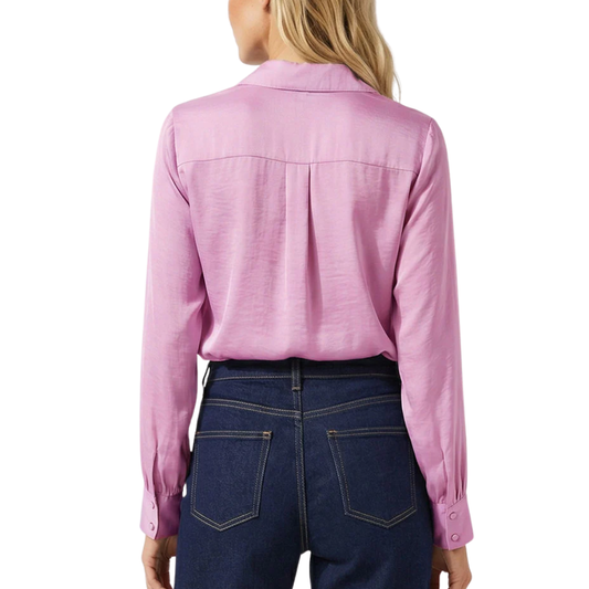 CLASSIC V-NECK BUTTON BLOUSE LILAC