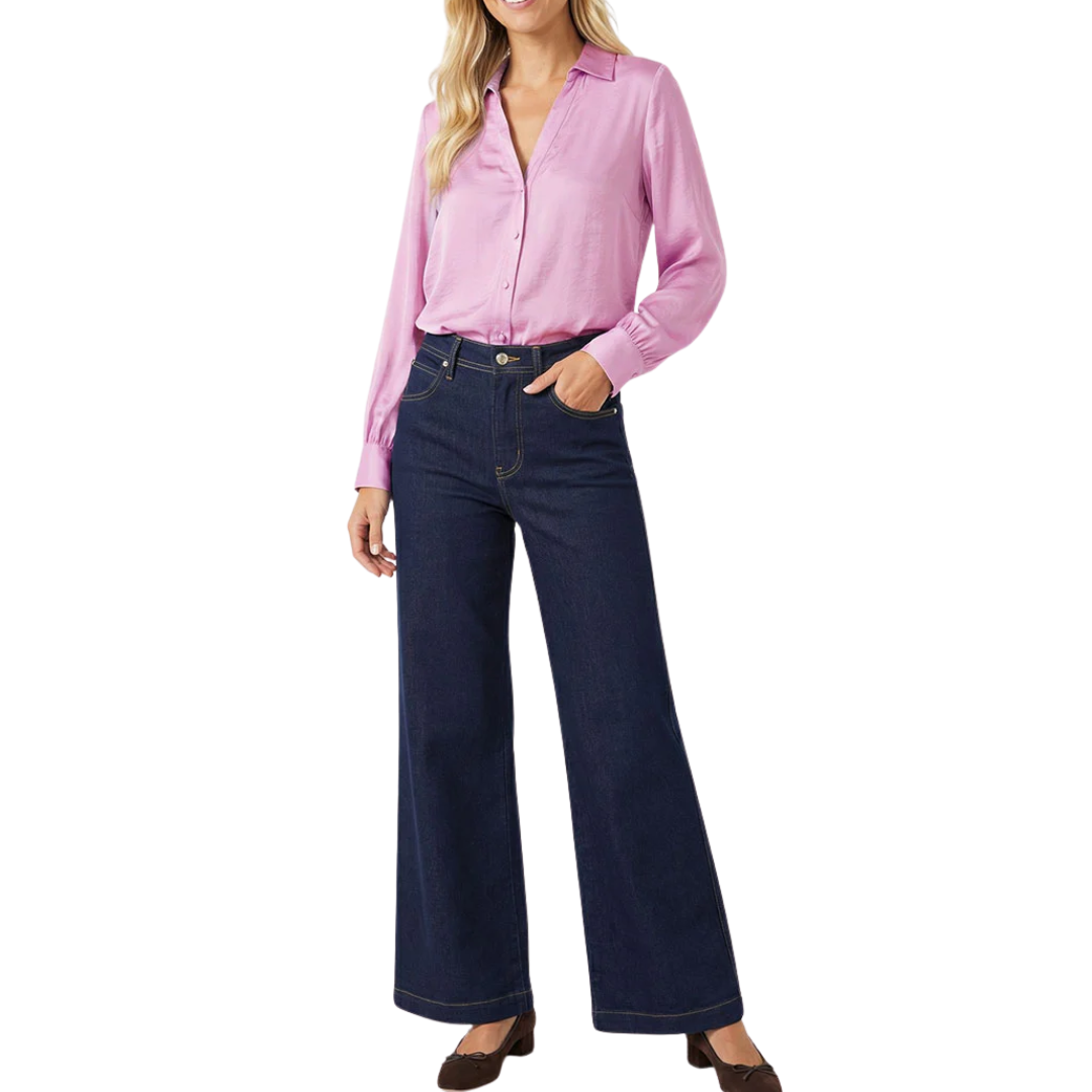 CLASSIC V-NECK BUTTON BLOUSE LILAC