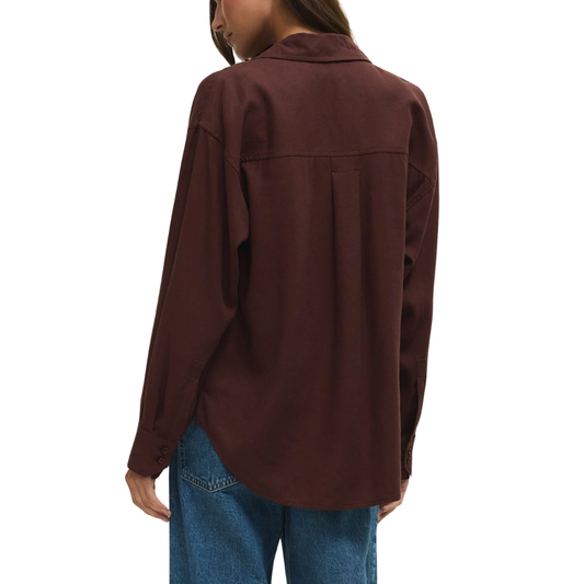 ALFIE BUTTON UP SHIRT CHOCOLATE CHERRY