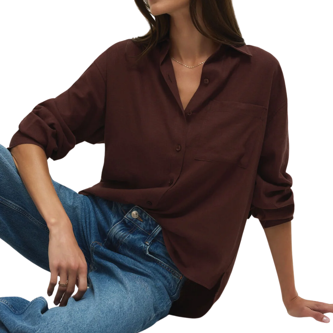 ALFIE BUTTON UP SHIRT CHOCOLATE CHERRY