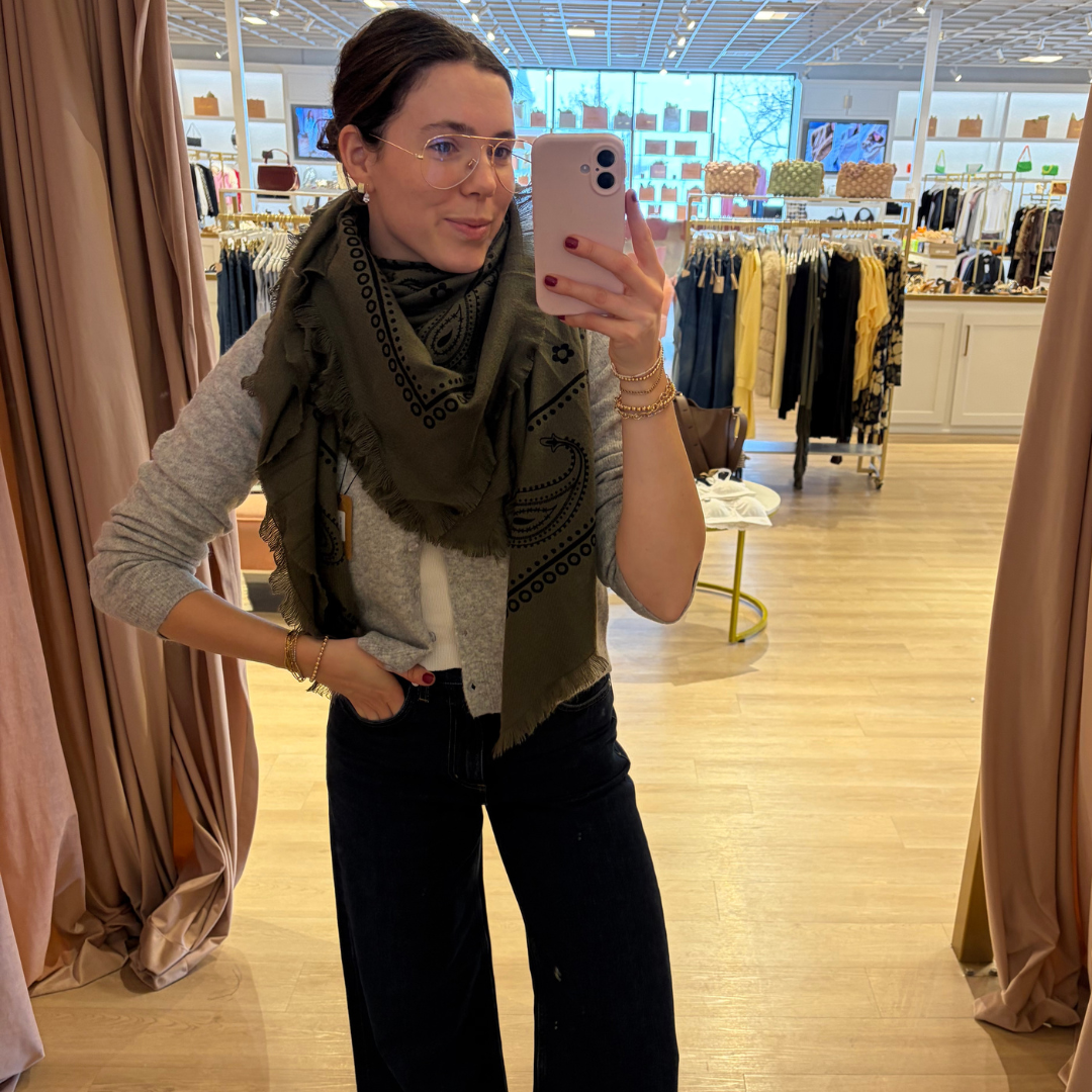 CHLOÉ BANDANA SCARF KHAKI GREEN