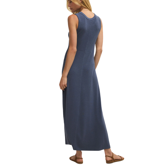 LINDEN RIB MIDI DRESS INDIGO
