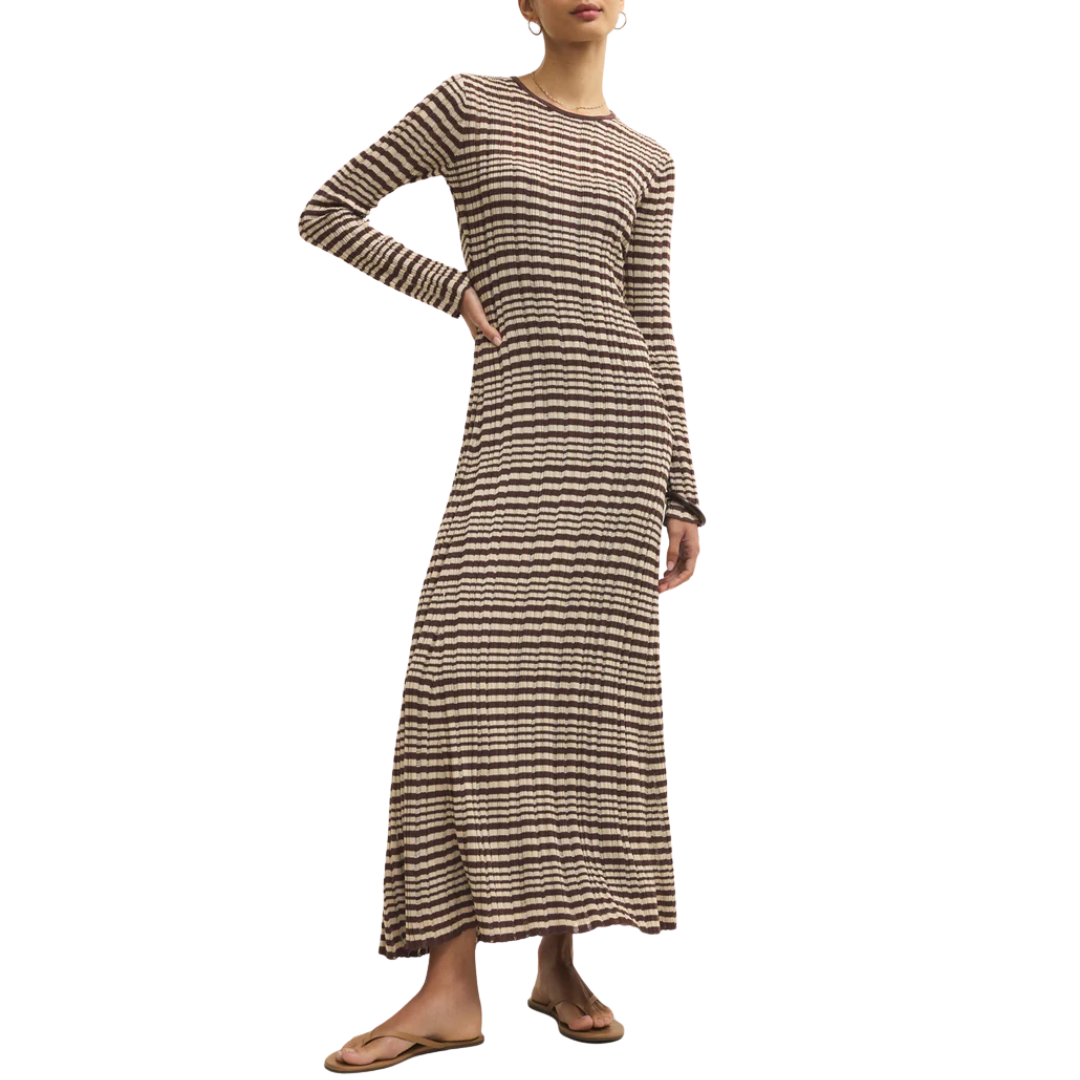 Rosetta Striped Rib Midi Dress