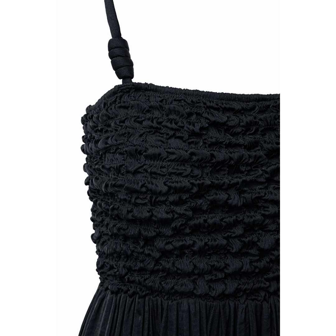 SMOCKED MAXI DRESS BLACK