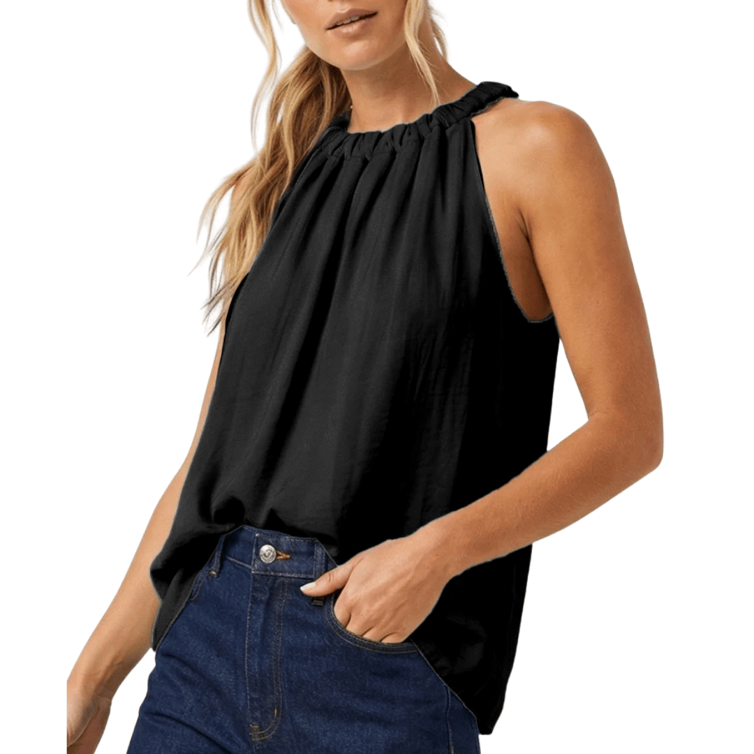 TWISTED HALTER TOP BLACK