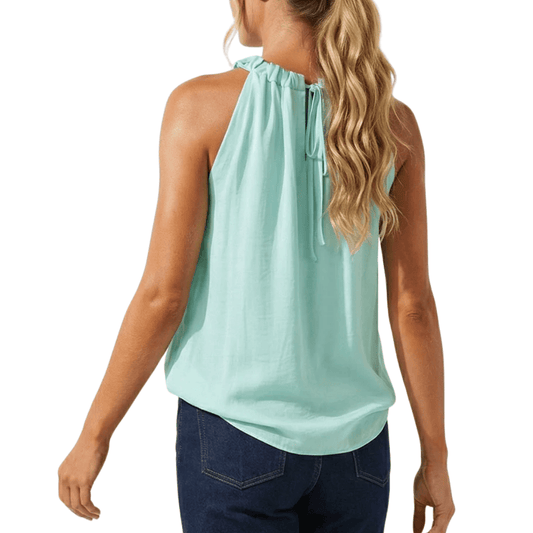 TWISTED HALTER TOP AQUA