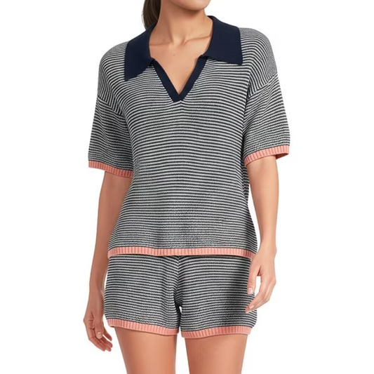 STRIPE SWEATER SHORT NAVY