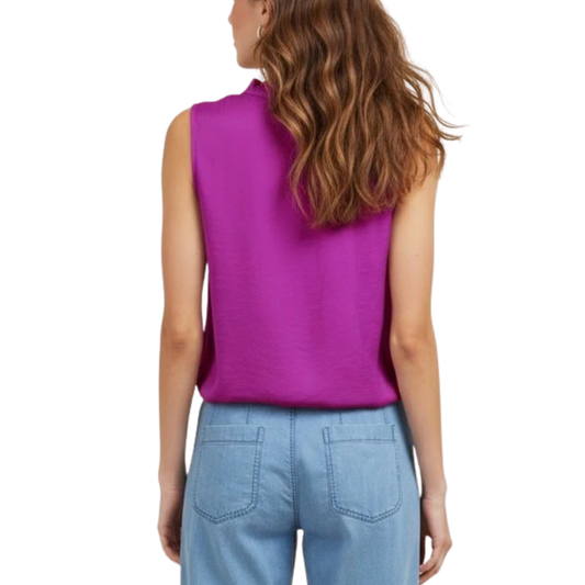 BLAIRE KNOTTED COLLARED TANK VIOLA