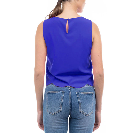 EMMY SCALLOPED HEM TOP CAPRI BLUE