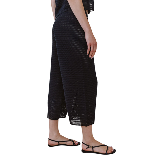 CROP WIDE LEG CROCHET PANT BLACK