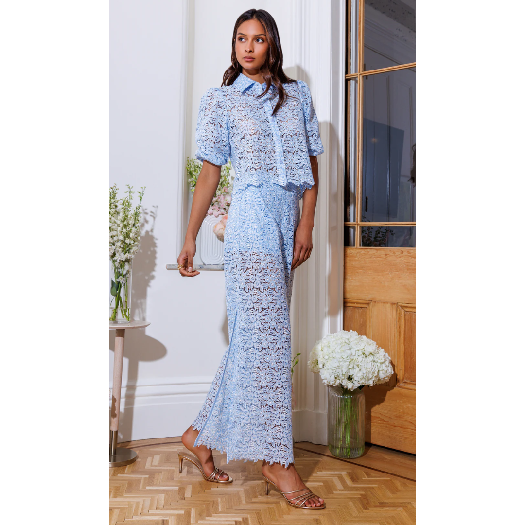 TAMMY TWO TONE LACE SHIRT LIGHT BLUE