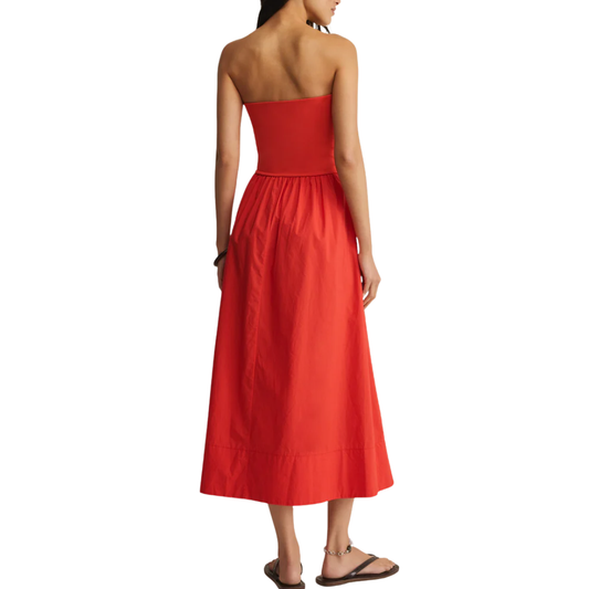 SUNSOUGHT STRAPLESS MIDI DRESS LYCHEE