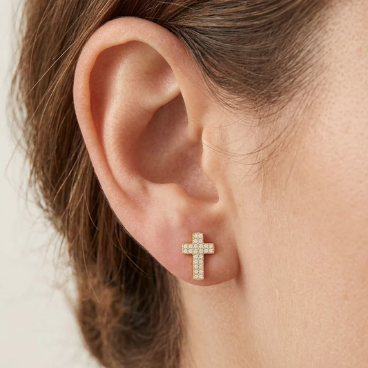 SMALL CROSS STUD EARRINGS