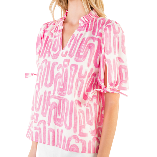 ABSTRACT PATTERN TOP PINK