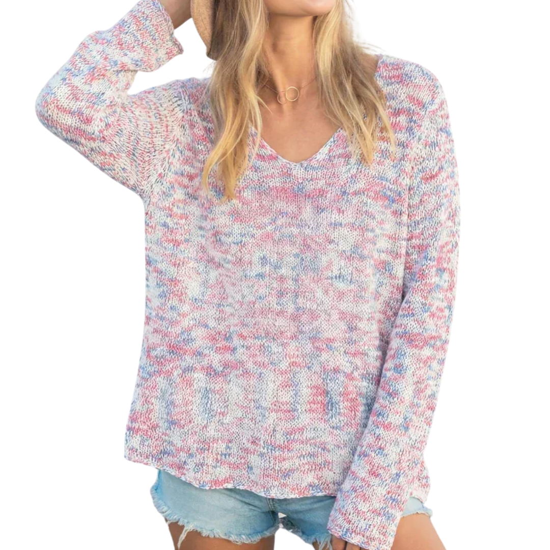 MARTA VNECK COTTON SWEATER AMERICANA
