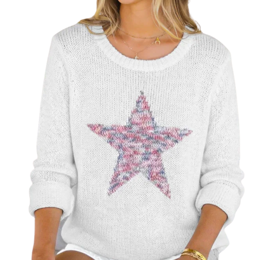 LONG SLEEVE MARLED STAR SWEATER