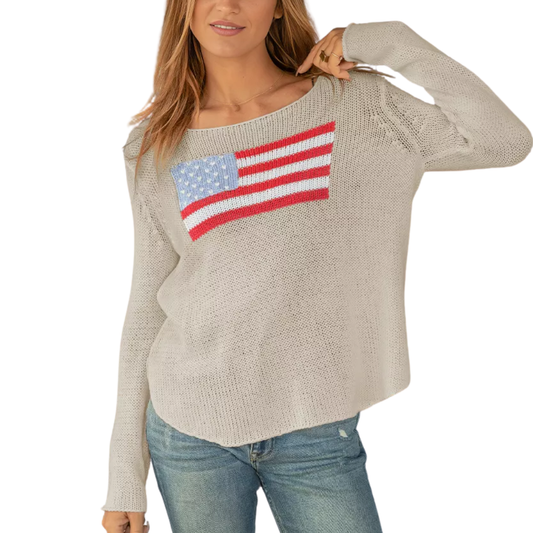 FLAG CREW SWEATER KHAKI