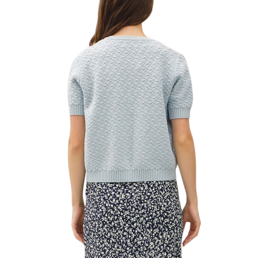TEXTURED SHORT SLEEVE CARDIGAN LIGHT BLUE