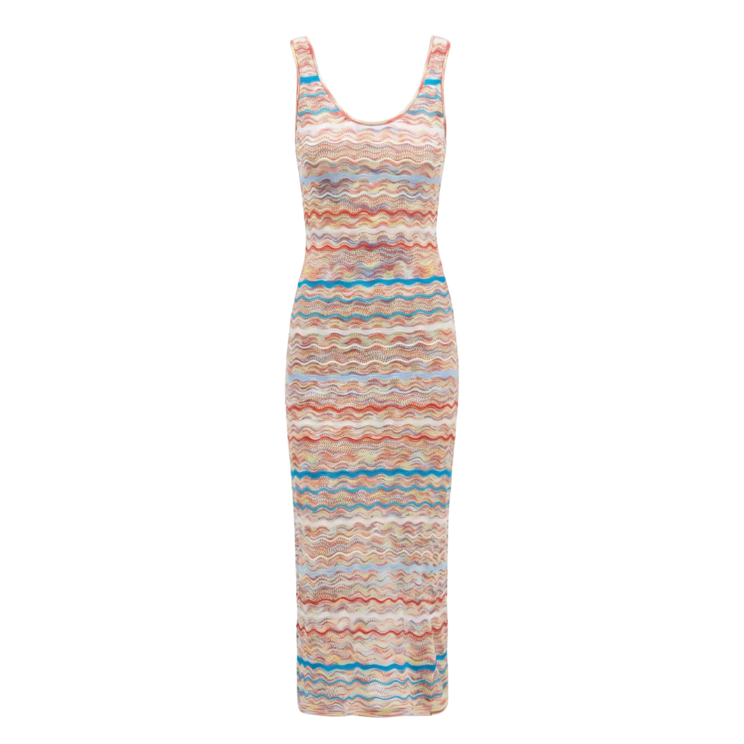 BIANCA DRESS BLUE/RED MULTI