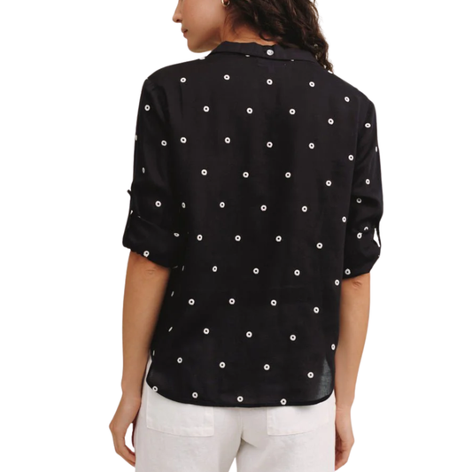 DROP COLLAR BOXY BUTTON DOWN CABANA DOT