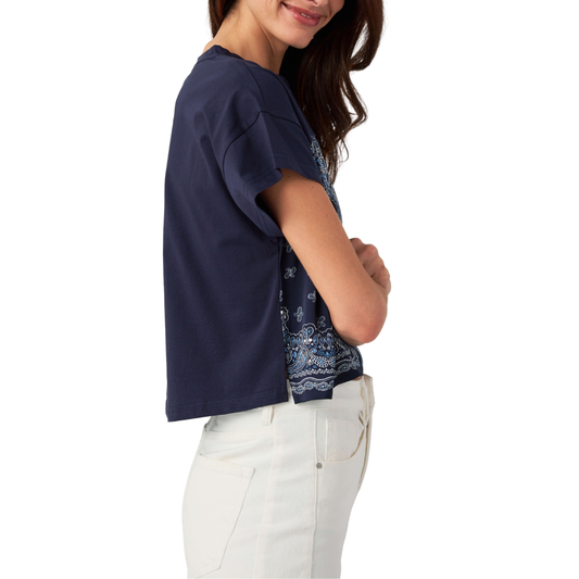 BANDANA PRINT TOP NAVY