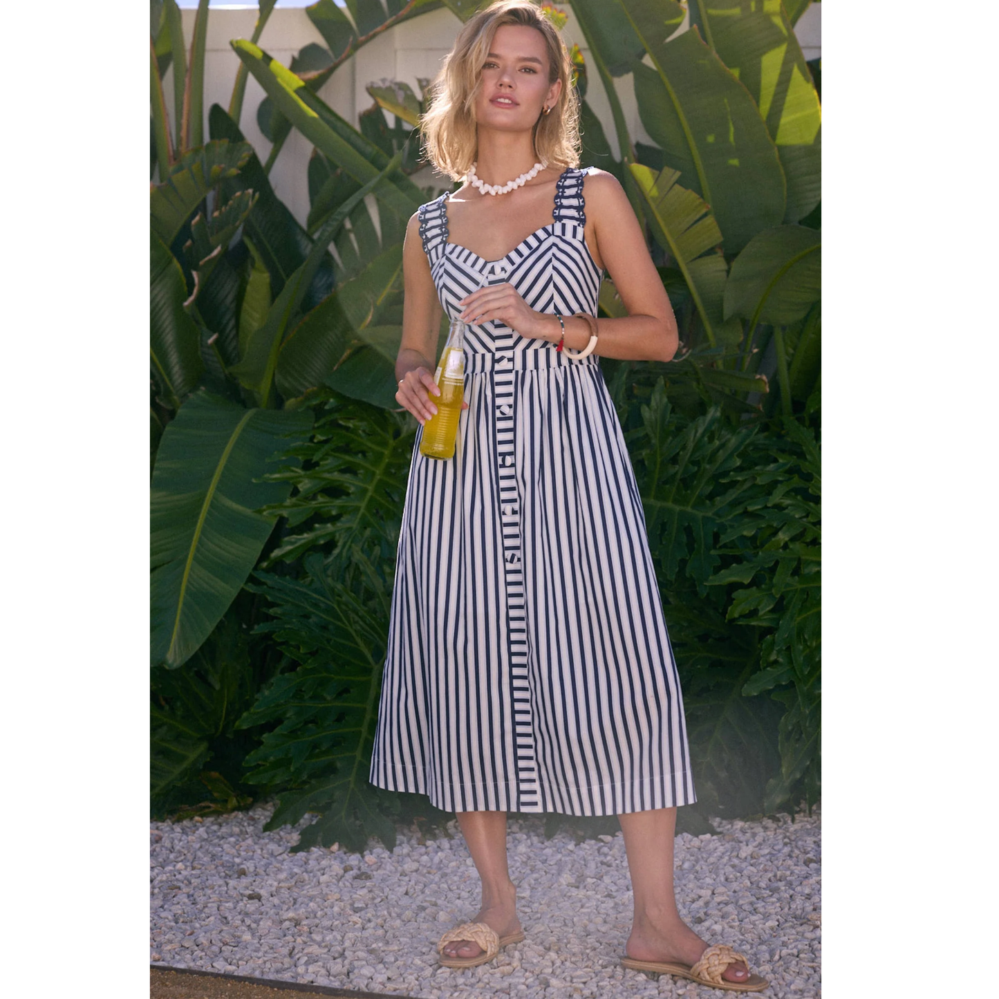 STRIPED MIDI DRESS BLUE