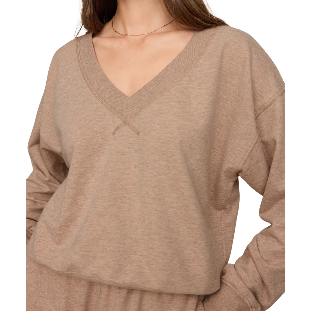 EVERYDAY FRENCH TERRY VNECK HEATHER ASH