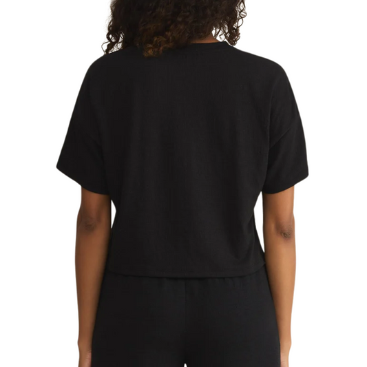 SWAY TEXTURED CROPPED TEE BLACK