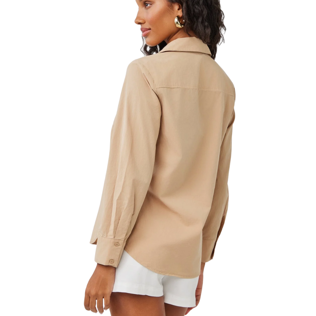 CLEAN WIDE COLLAR SHIRT KONA KHAKI