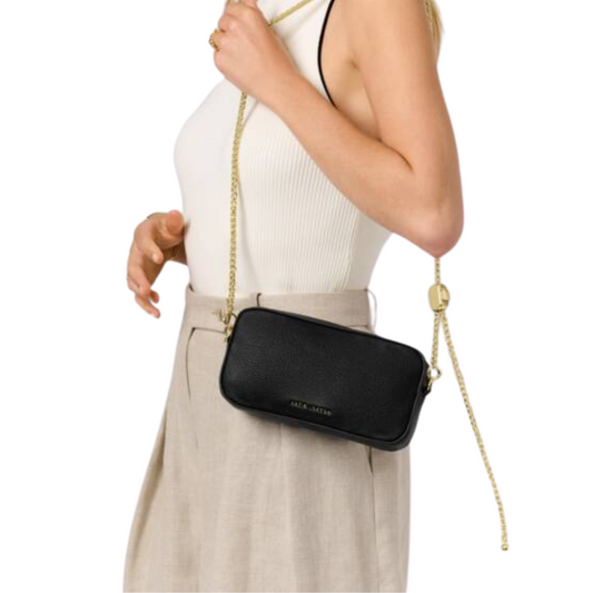 REMI SLIDER CHAIN CROSSBODY BLACK