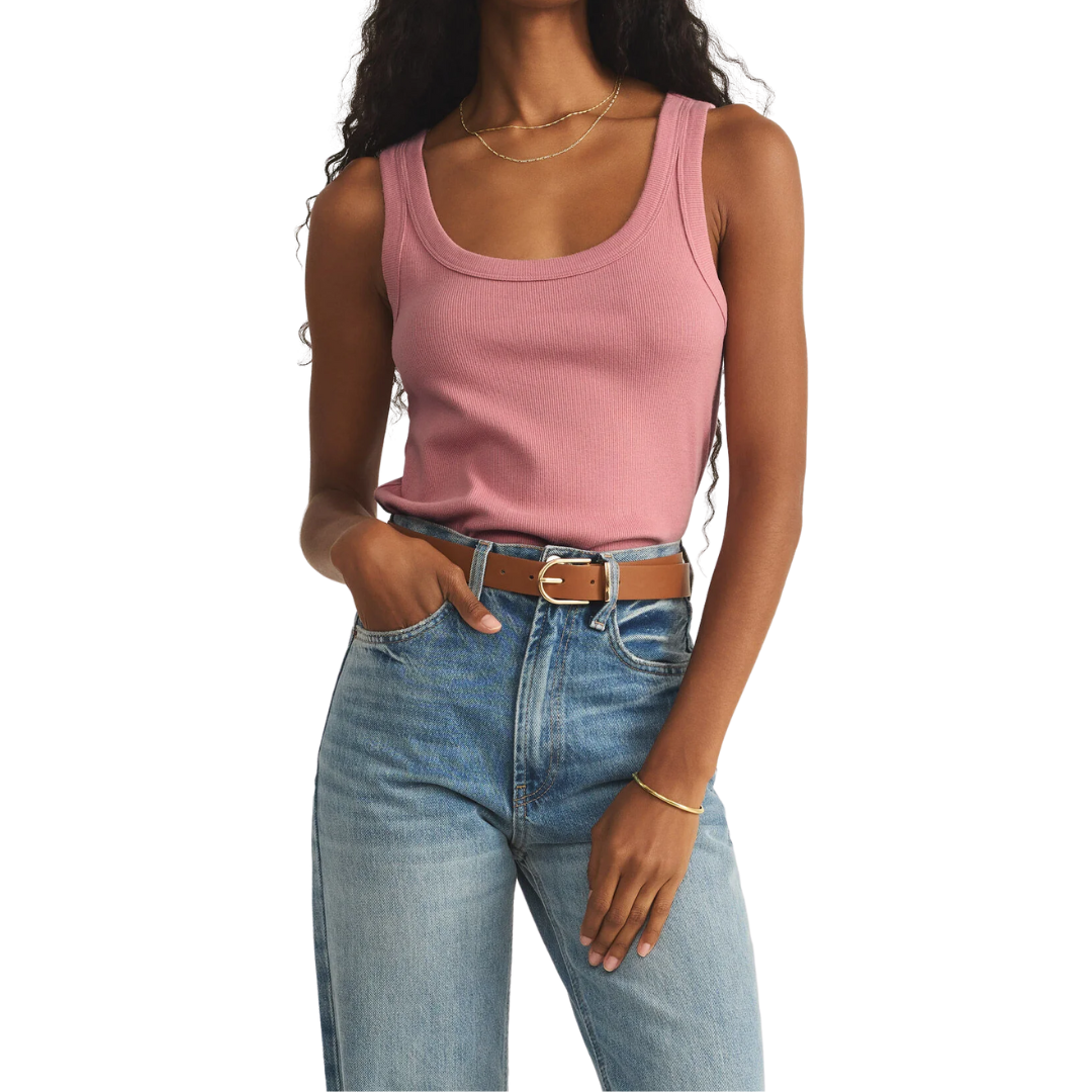 ELIN RIB TANK PINK SMOKE