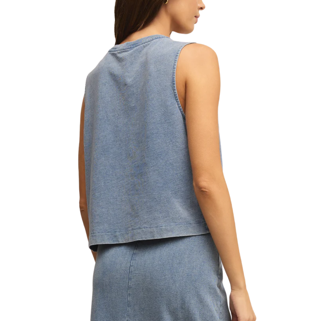 SLOANE JERSEY DENIM MUSCLE TOP MEDIUM INDIGIO