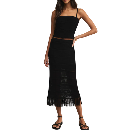 FLYNN CROCHET MIDI SKIRT