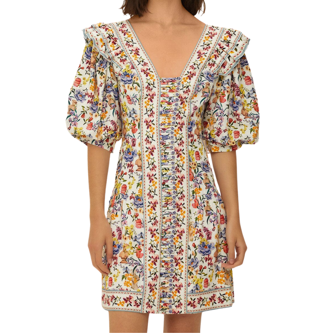 GREEK GARDEN MINI DRESS OFF WHITE