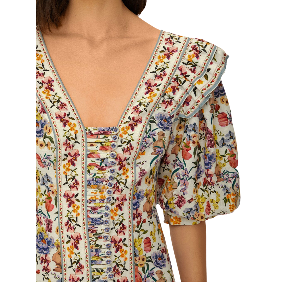 GREEK GARDEN MINI DRESS OFF WHITE