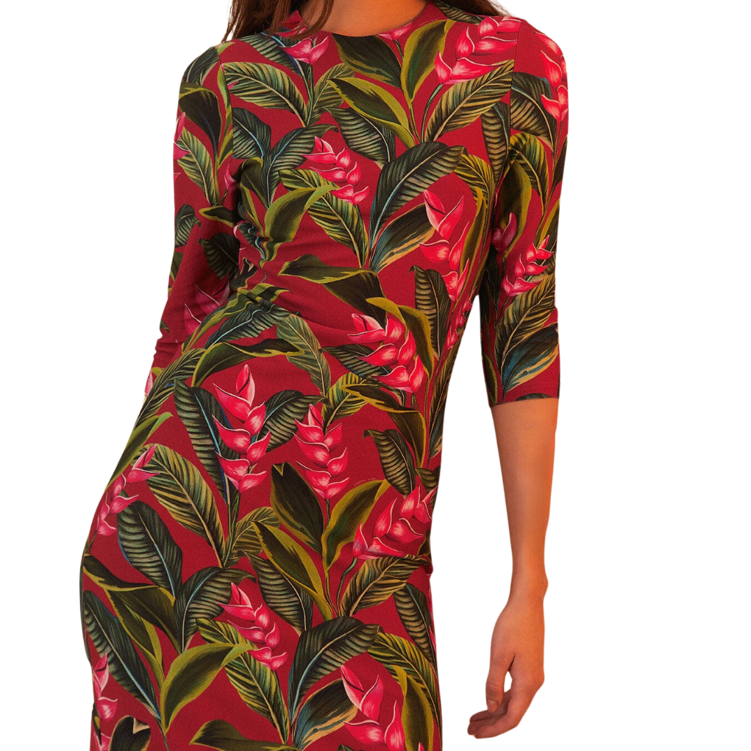 DREAM GARDEN MIDI DRESS RED