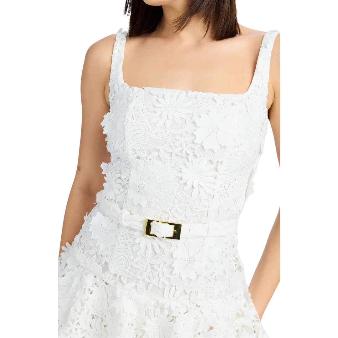 LISETTE 3D LACE DRESS WHITE