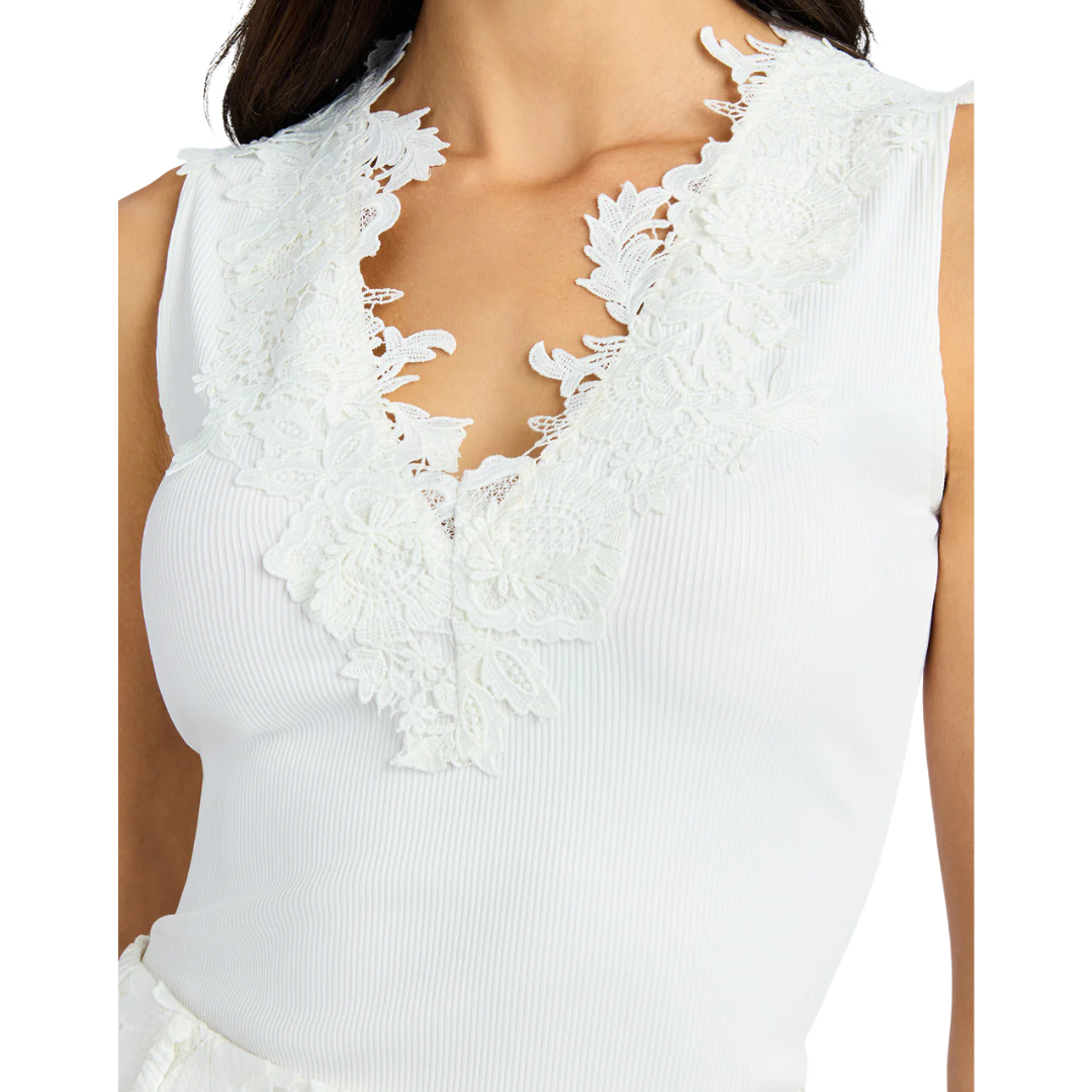 OLEMA LACE TOP WHITE
