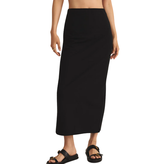 GAIL MIDI SKIRT TRUE BLACK