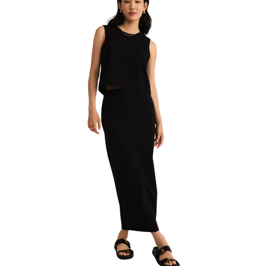 GAIL MIDI SKIRT TRUE BLACK